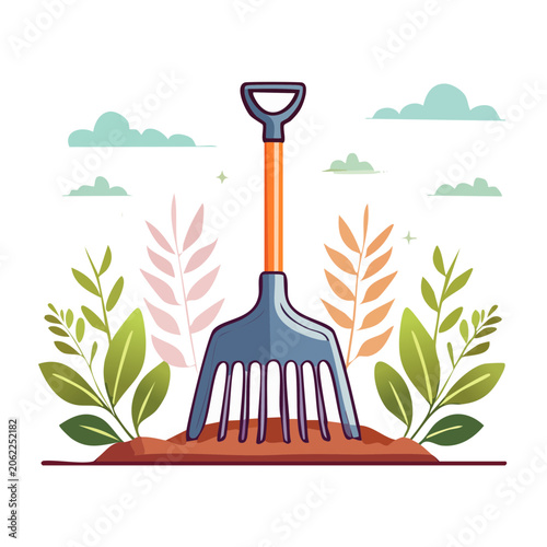 Flat design lamp with cactus and sun illustration