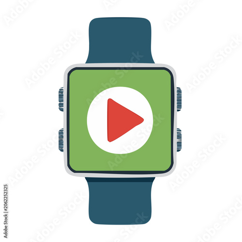 Flat play button icon in green and red