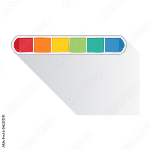 Flat progress bar with six colored segments
