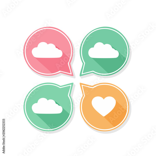 Four flat design speech bubble icons