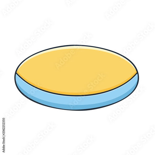 Minimalist 3D rendered yellow bowl with blue rim