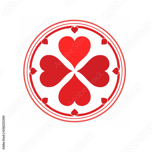 Minimalist red heart in circular frame