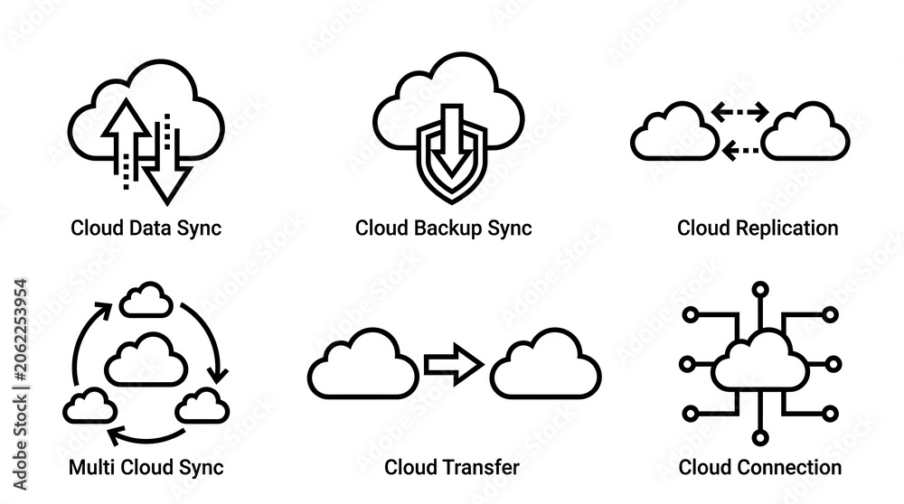 Fototapeta premium Cloud data synchronization and transfer concepts
