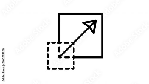 Scale transform box line art animation for vector graphic design and business scalability concept