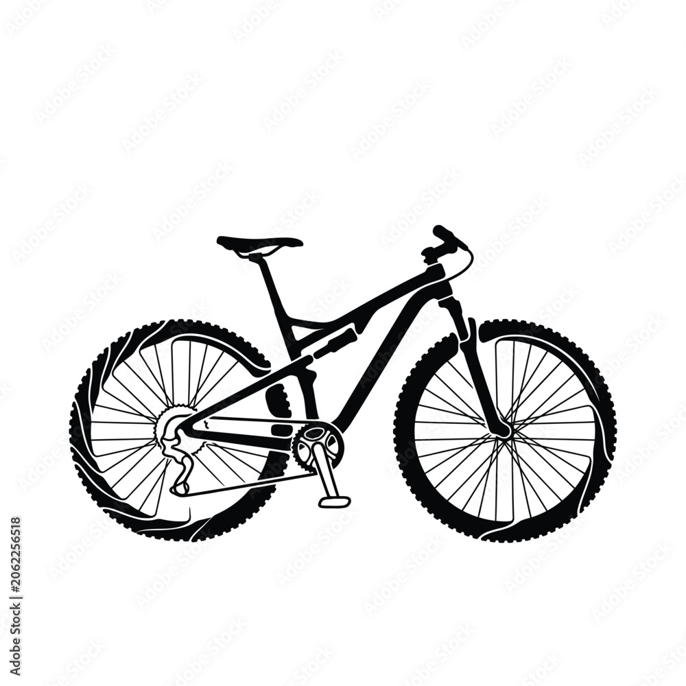 Obraz premium Mountain bike silhouette vector illustration isolated on white background