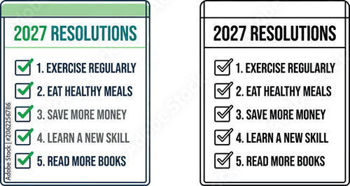 Obraz na plátně 2027 New Years resolutions checklist featuring completed tasks and a minimalist
