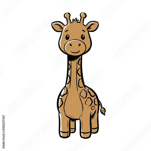 Tableau sur toile Cute cartoon giraffe illustration isolated on white background.