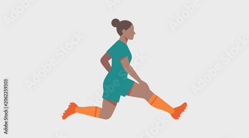 Woman performs athletic stretching exercise for fitness and flexibility