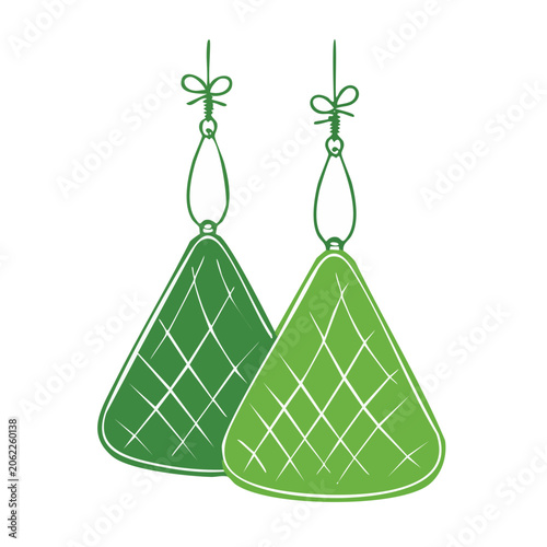 Green geometric batik pattern vector