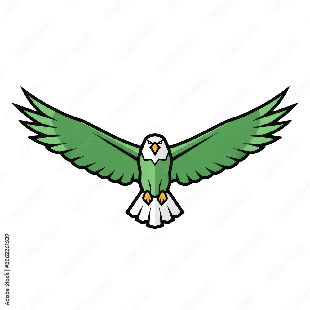 Fototapeta premium Stylized green eagle vector mascot emblem