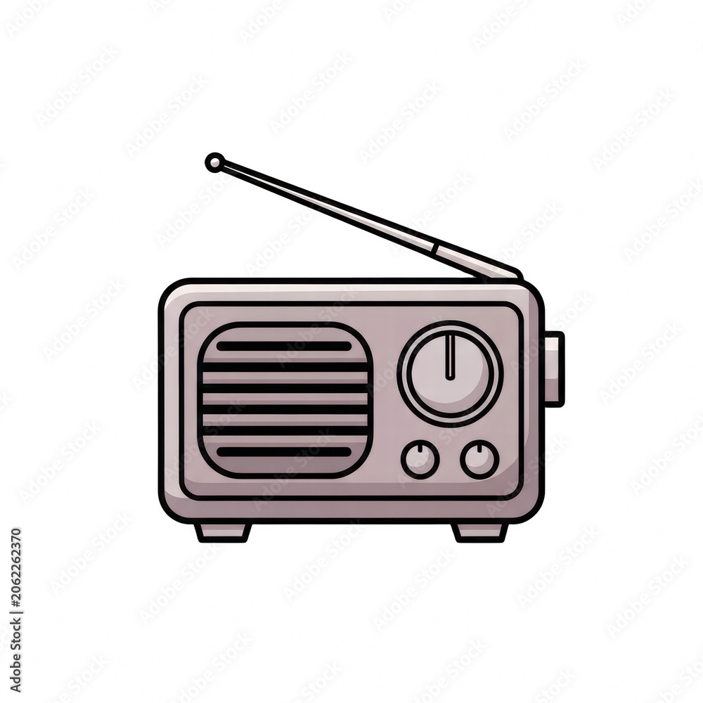 Obraz premium Vintage style radio icon on black background