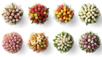 set of colorful flowers