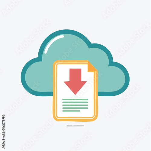 Cloud Download Icon with Document and Arrow