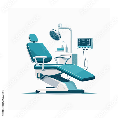 Flat design office chair with computer setup