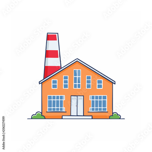 Flat design orange house with chimney