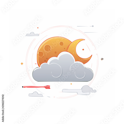 Flat design vector illustration of human brain with neurons