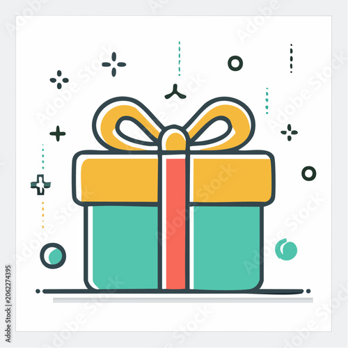 Gift Box Icon with Ribbon and Bow