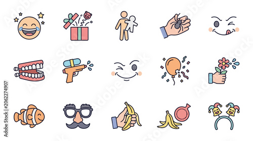 Fotografie Colorful icons depicting emotions, gifts, and actions