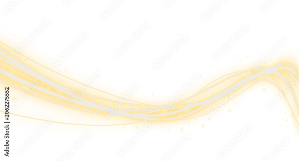 Fototapeta premium Gold Magic Wand Light Wave with Glitter Stars