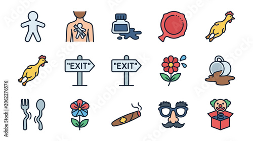 Colorful icons depicting various activities and objects (1)