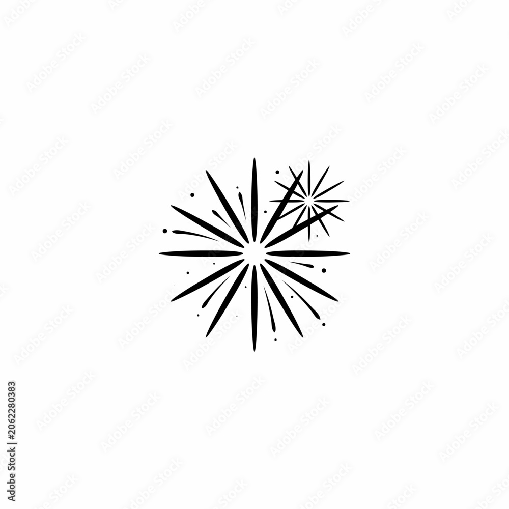 Fototapeta premium Black starburst graphic with lines and dots on white background