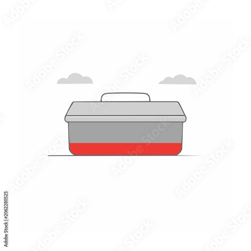 Minimalist red and gray mailbox 3D render