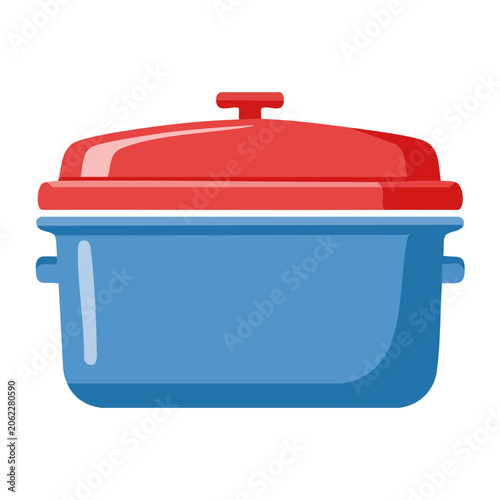 Red and blue plastic bucket 3D render