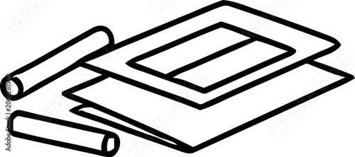 Foto Illustration of rolling paper and filter tips, minimalist style