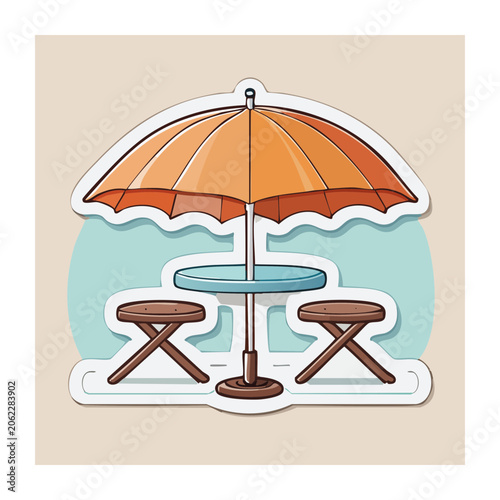 Flat design umbrella chair vector illustration