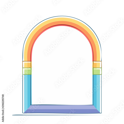 Rainbow arch with clouds vector illustration