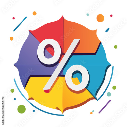 Percentage sign icon in flat design style
