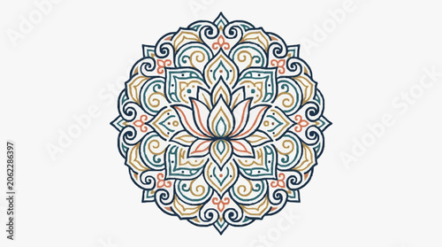 Intricate Mandala Design with Lotus Flower Center.