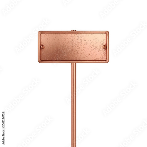 Blank copper plant marker stake with textured surface for gardening on transparent background