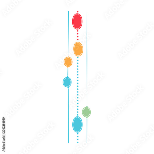 Vertical colorful balloons on transparent background