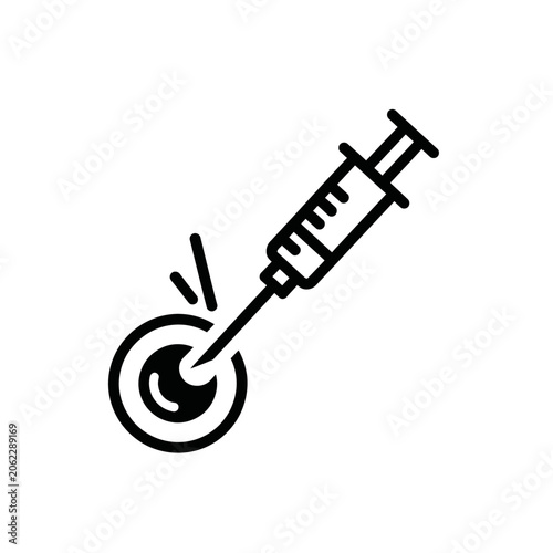 Photos Illustration of a syringe injecting a vaccine into a cell or nucleus