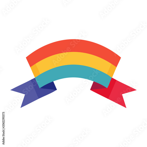Colorful rainbow ribbon icon with bow