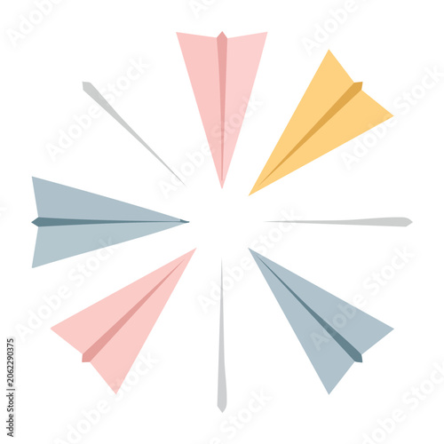Colorful Paper Airplanes in Radial Pattern