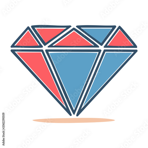 Flat Design Diamond Gemstone Icon
