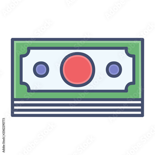 Flat design money stack icon with dollar bills
