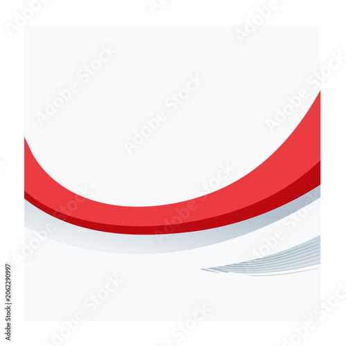 Red curved ribbon on transparent background