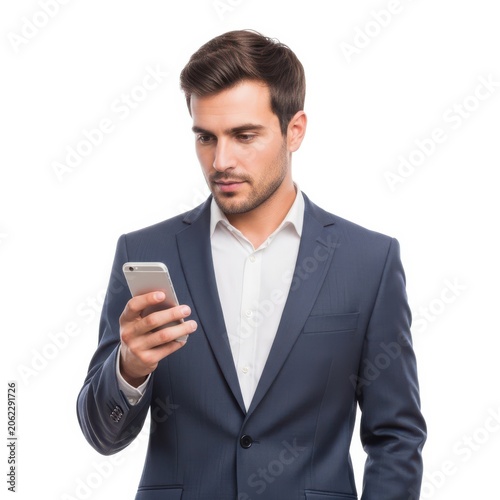 Professional man using smartphone in business suit