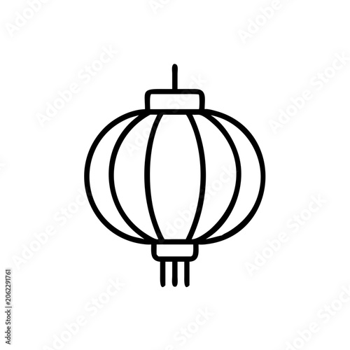 Paper lantern in minimalist outline design with simple features  