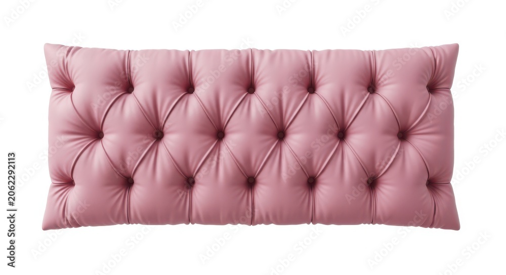 Fototapeta premium Purple tufted velvet cushion on white background