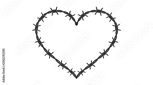 Photos heart shaped barbed wire symbol.