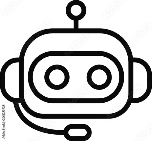 Chatbot Icon with Headset, Artificial Intelligence and Customer Service Concept