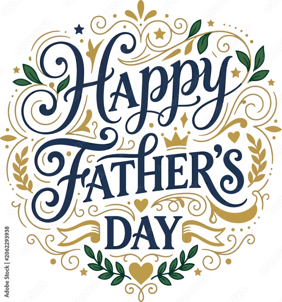 Obraz premium Happy father's day elegant decorative calligraphy greeting emblem