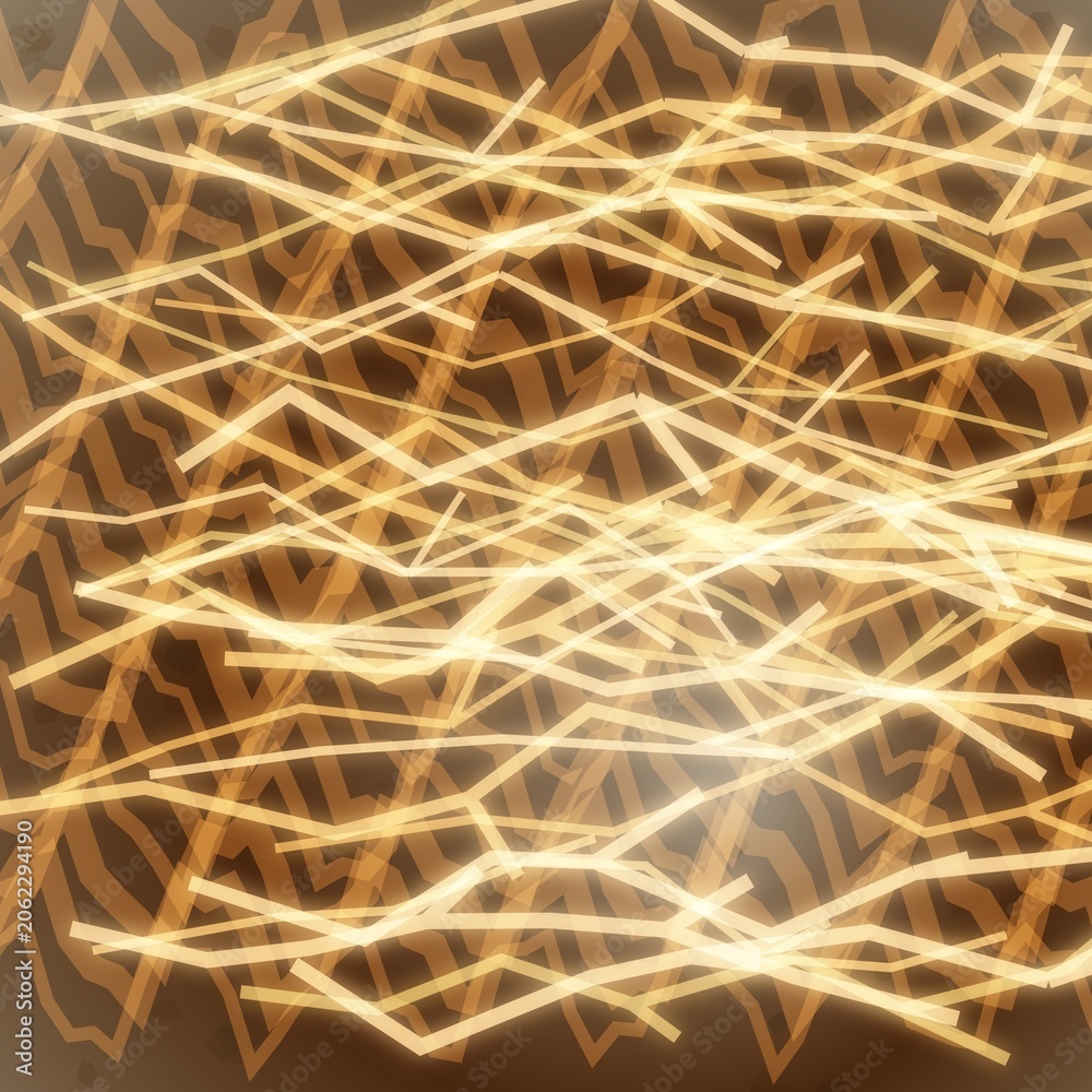 Obraz premium Abstract golden lines on a brown patterned background