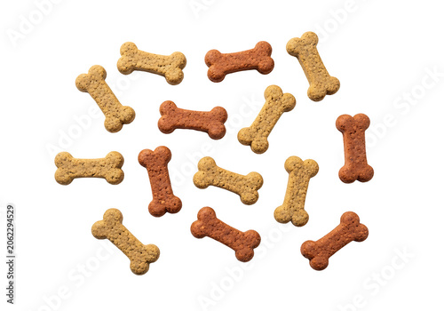 Pile of Bone-Shaped Dog Treats Scattered isolated on transparent background