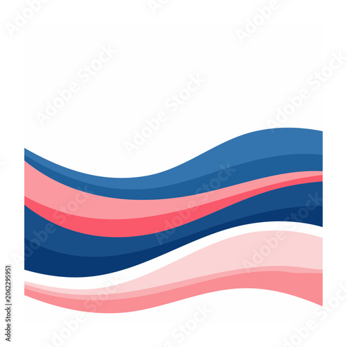 Flat design ribbon in red blue and white