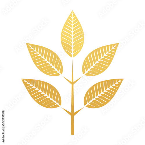 Golden Leaf Vector Illustration with Transparent Background